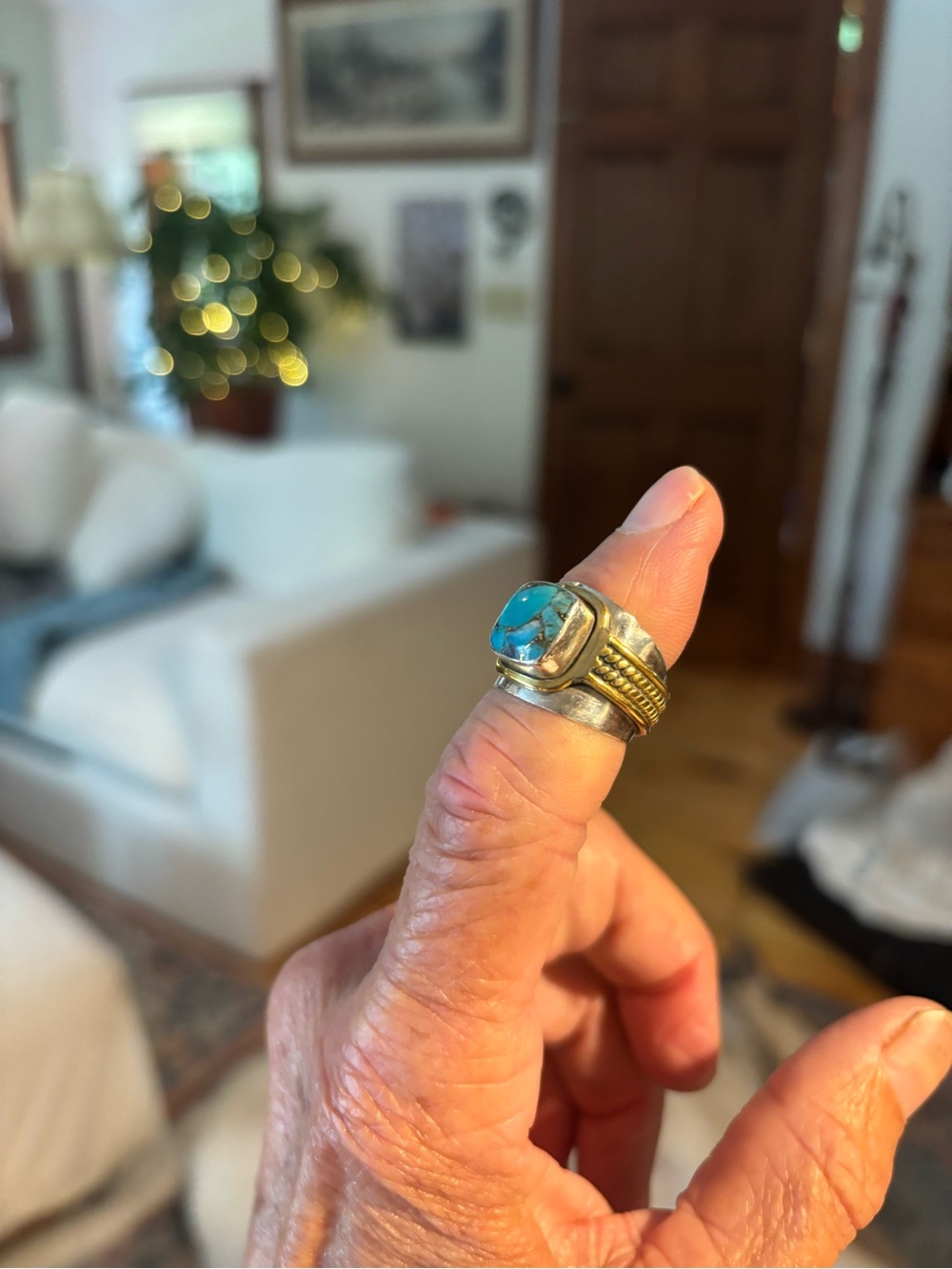 Sterling Silver Turquoise Accent Ring - Blue Stone